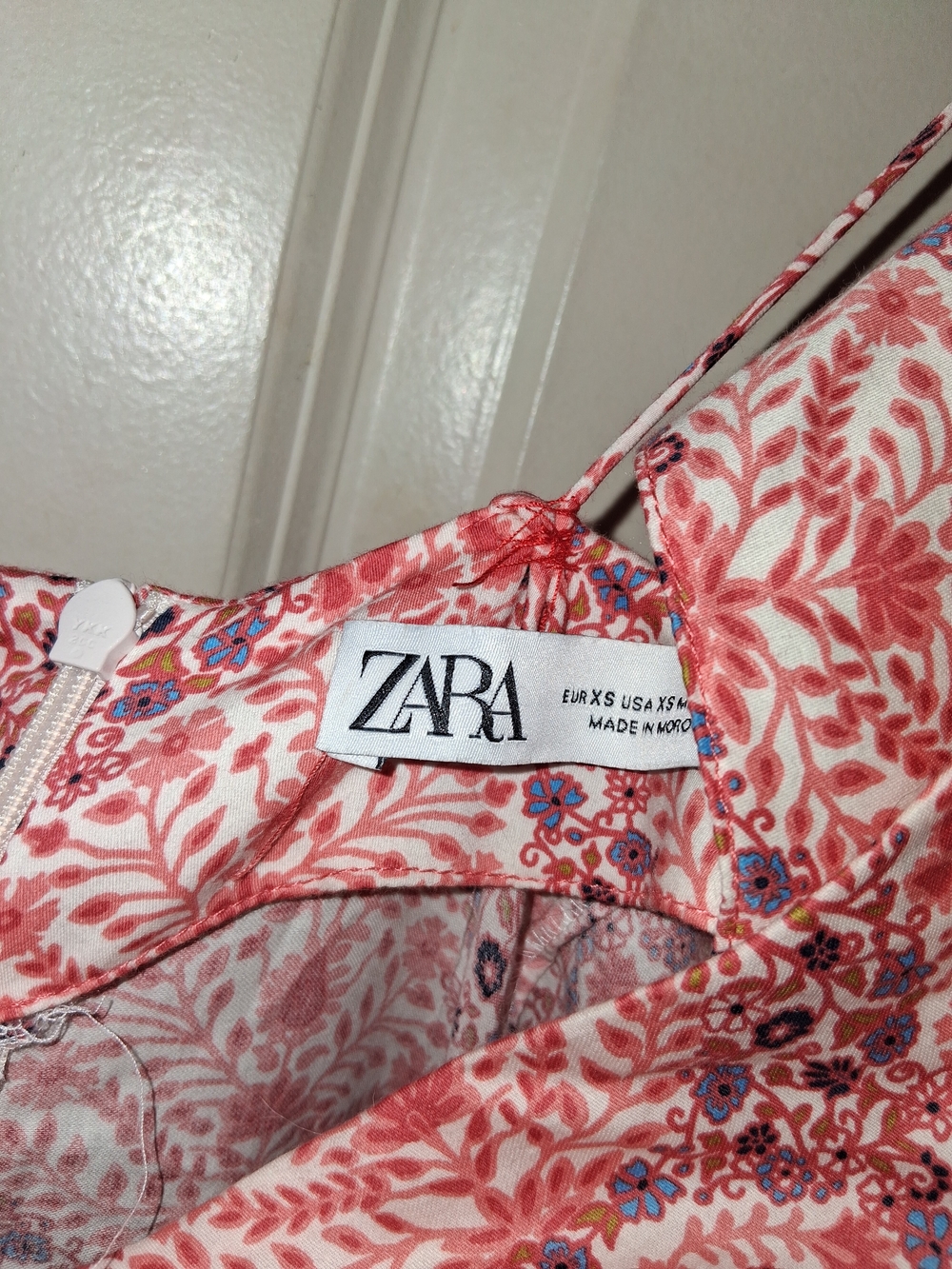 ZARA Floral Summer Dress in Coral Pink
